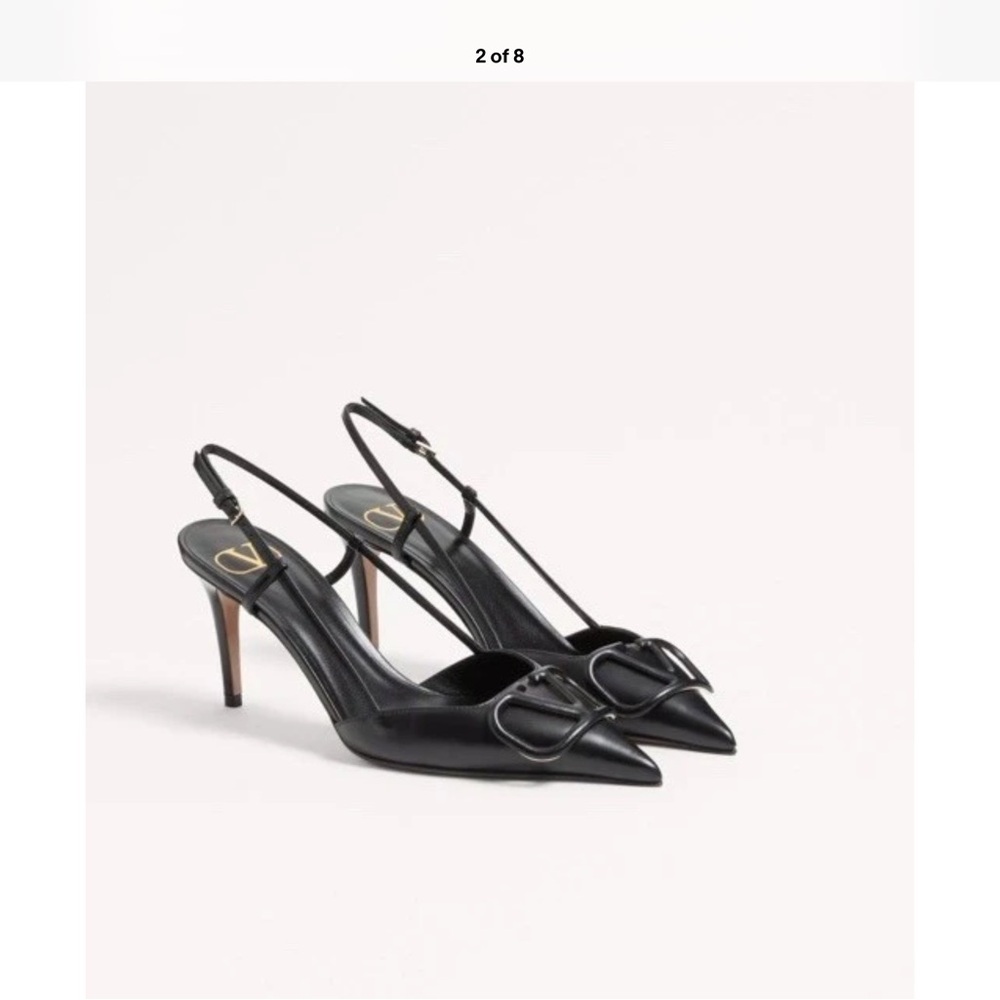 Valentino Black Slingback Heels with Buckle Detail - Picture 2 of 8